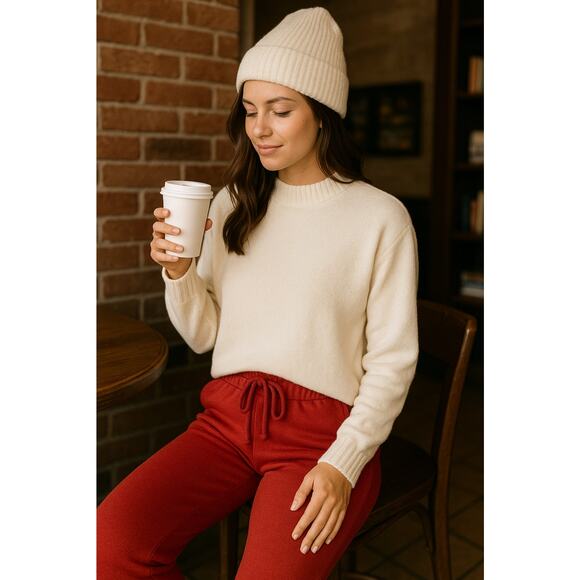 Spiritual Gangster Cream Chenille Sweater Top “LOVE” Back – Women’s Medium - Picture 8 of 10